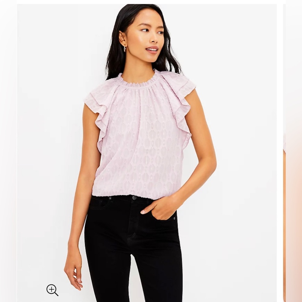 Loft Shimmer Clip Ruffle Shell Top Size Medium NWOT
